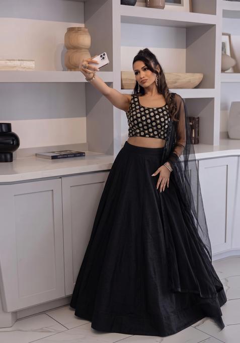 Black Georgette Lehenga Set