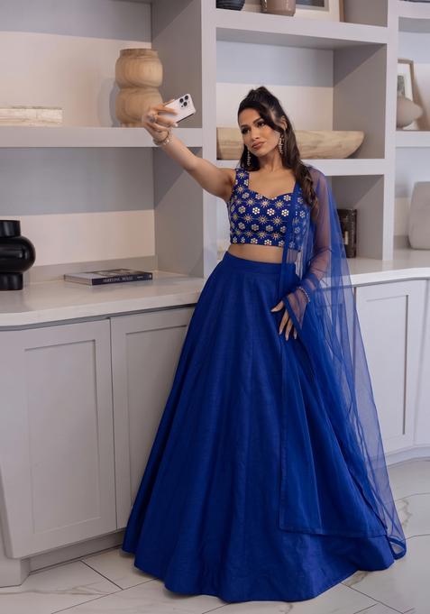 Royal Blue Georgette Lehenga Set
