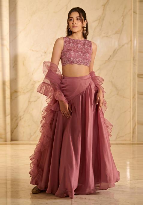 Dusty Pink Handwork Lehenga Set