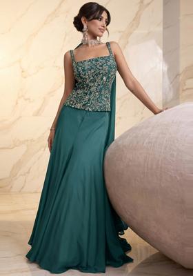 Teal Handwork Lehenga Set