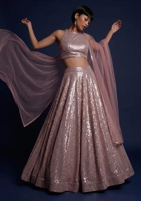 Dusty Pink Embroidered Lehenga Set
