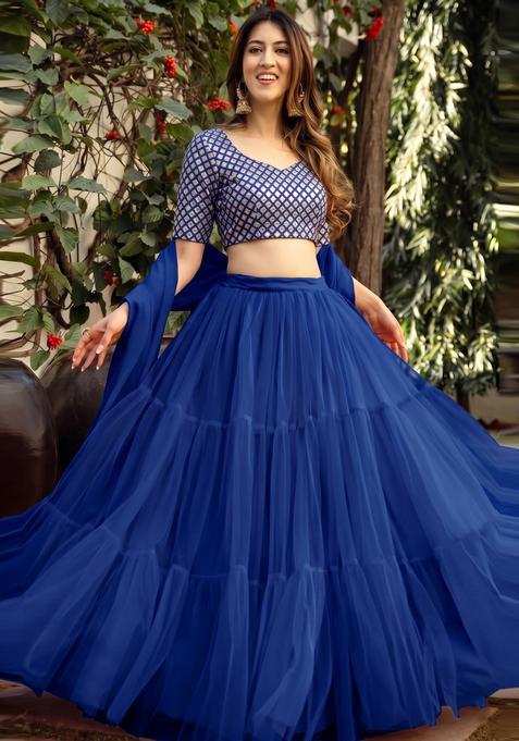 Royal Blue Mirror Lehenga Set