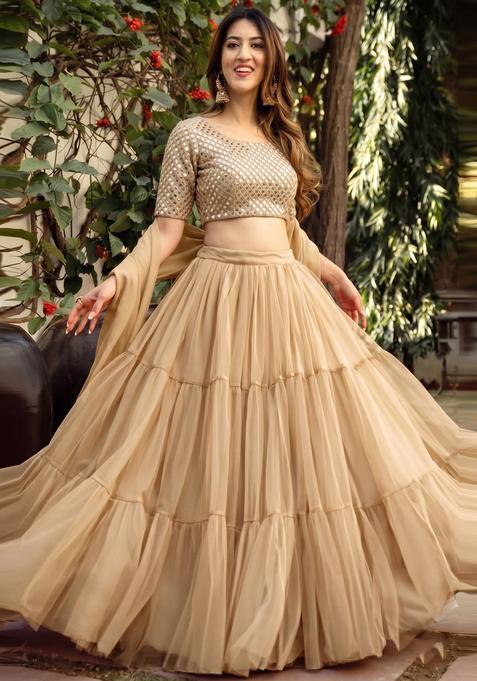 Beige Mirror Lehenga Set
