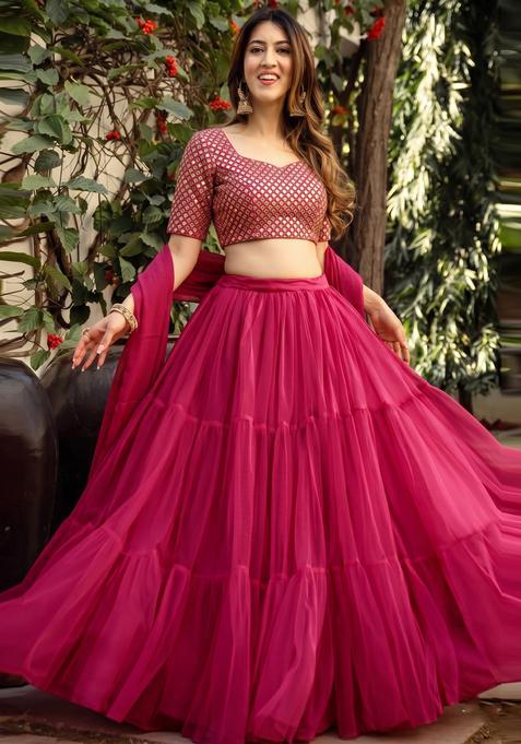 Pink Mirror Lehenga Set