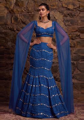 Navy Blue Embellished Lehenga Set