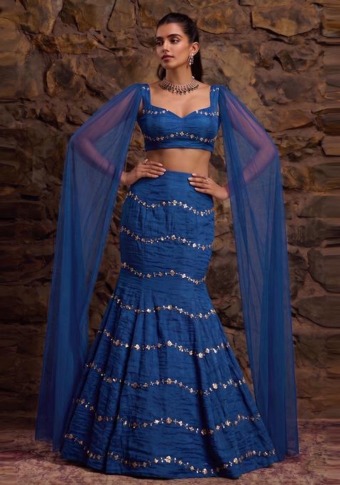 Navy Blue Embellished Lehenga Set