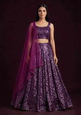Midnight Black Sequin Georgette Lehenga Set
