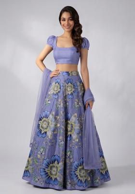 Lavender Embroidered Organza Lehenga Set