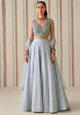 Grey Sequin Lehenga Set