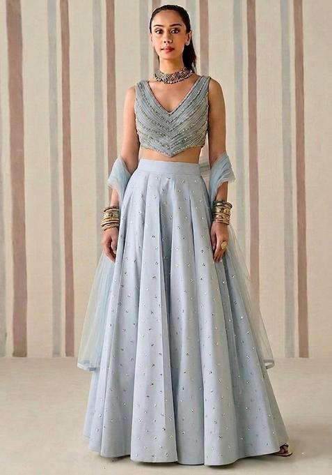 Light Blue Sequin Lehenga Set