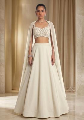 White Hand Work Sleeveless Lehenga Set