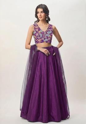Multi Printed Crepe Lehenga Set
