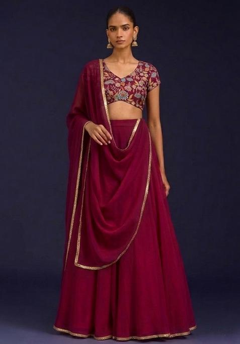 Purple solid Handwork Lehenga Set
