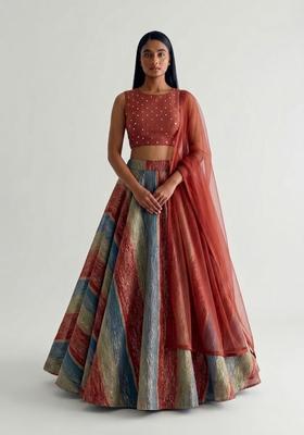 Multicolor Embroidered Handwork Lehenga Set