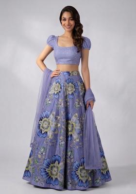 Lavender Embroidered Handwork Lehenga Set