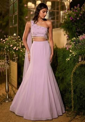 Lavender Embroidered Handwork Lehenga Set