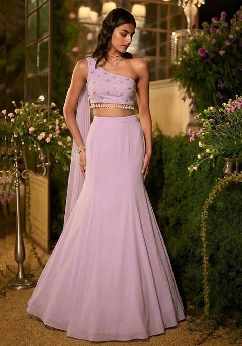 Lavender Hand Work Lehenga Set