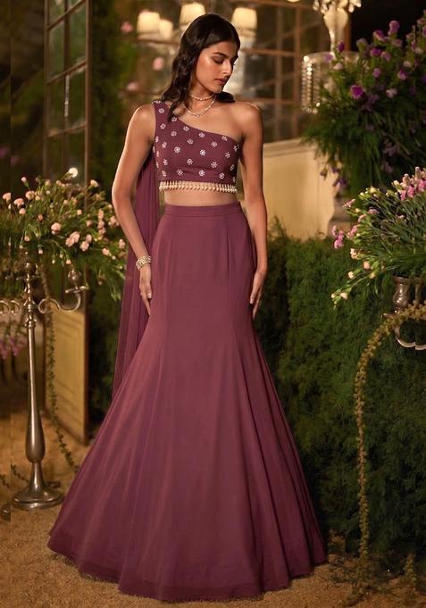 Burgundy Hand Work Lehenga Set