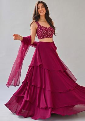 Rani Pink Sequin Georgette Lehenga Set