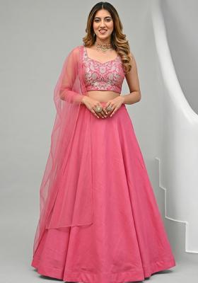 Rani Pink Brocade Jacquard Brocade Lehenga Set