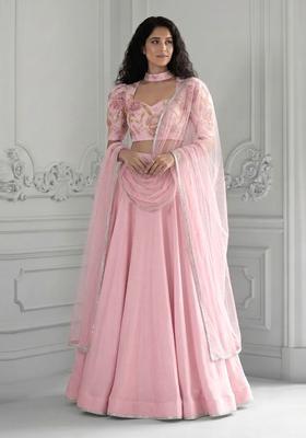Baby Pink Embroidered Handwork Lehenga Set