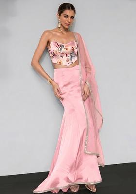 Blush Pink Embroidered Handwork Fusion Set
