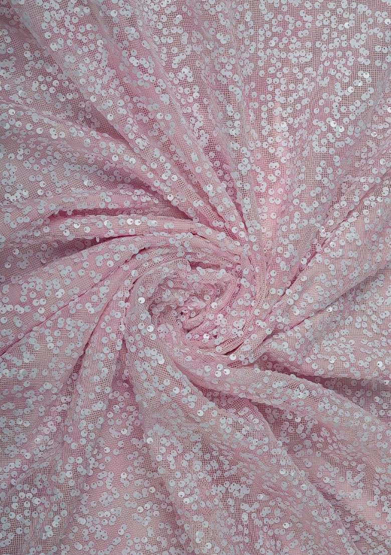 Baby Pink Sequin Poly Blend Lehenga Set - Indya