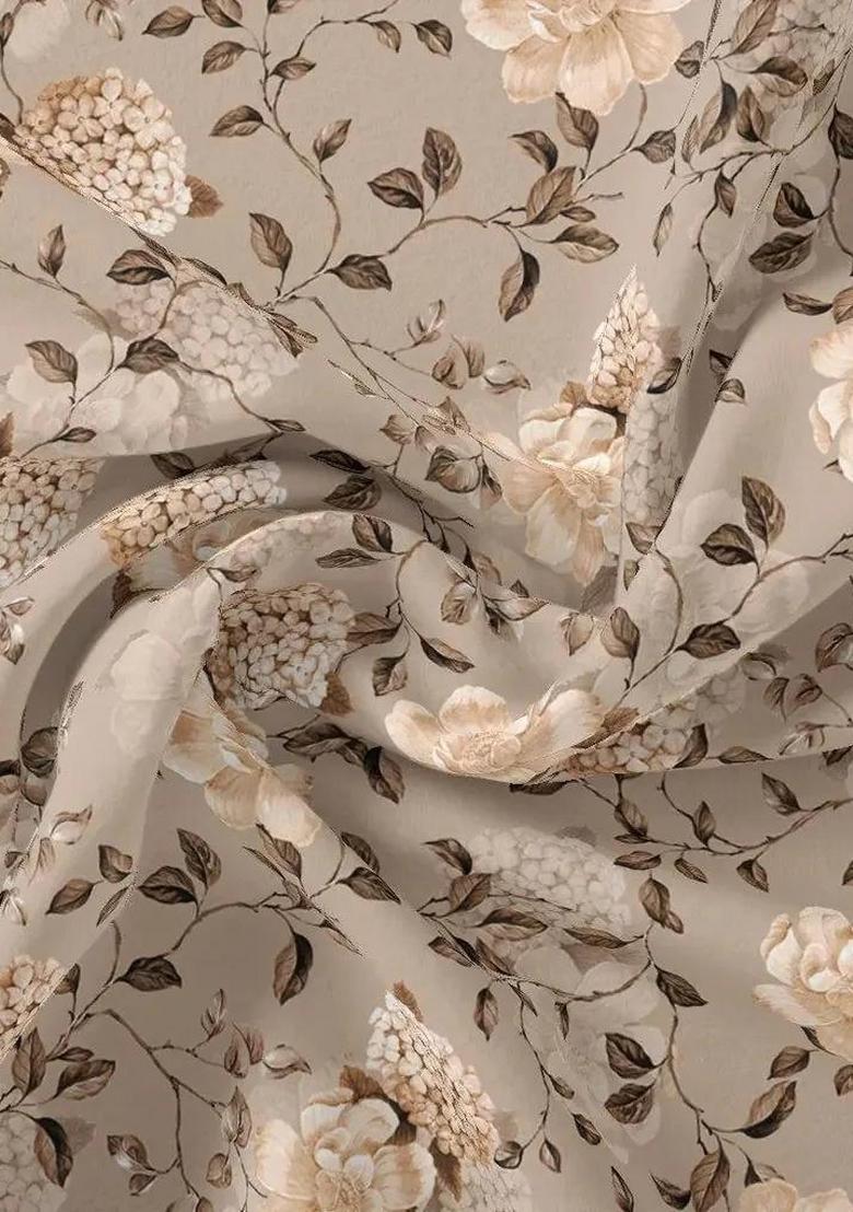 Beige Printed Georgette Lehenga Set - Indya