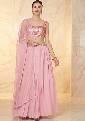 Pink Embroidered Handwork Lehenga Set