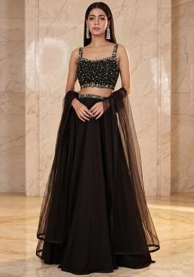 Black Embroidered Handwork Lehenga Set