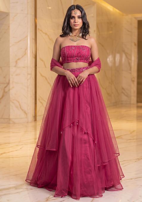 Rani Pink Handwork Lehenga Set