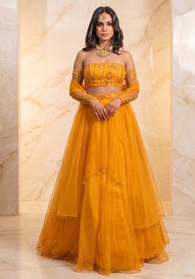 Mustard Handwork Lehenga Set