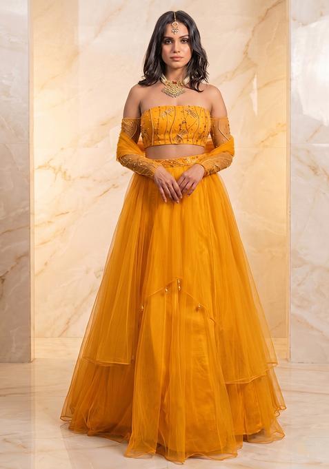 Mustard Handwork Lehenga Set
