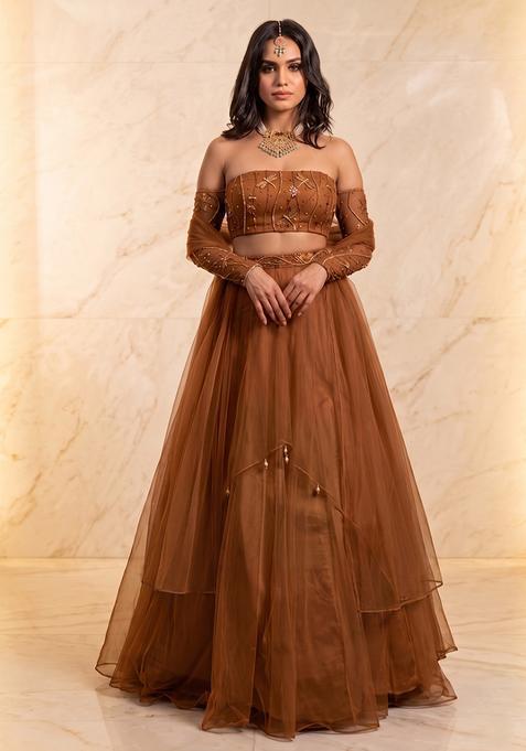 Copper Brown Handwork Lehenga Set