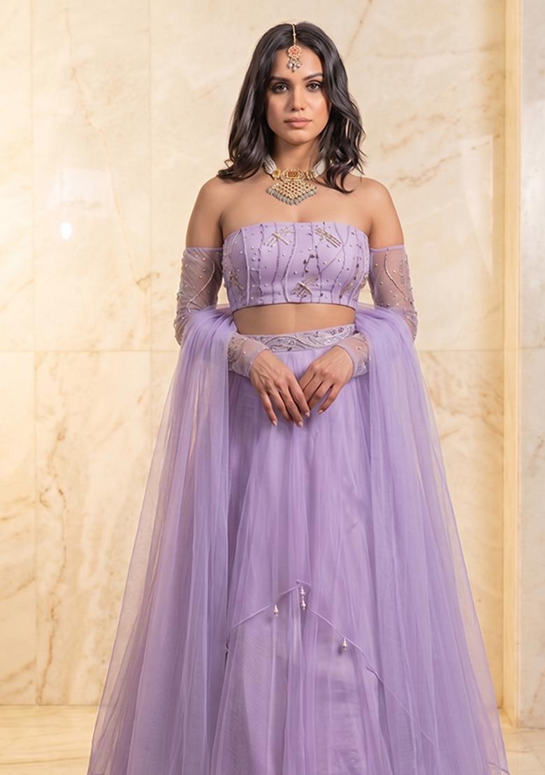 Lavender Handwork Lehenga Set - Indya
