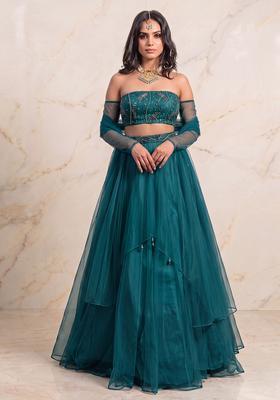 Teal Handwork Lehenga Set