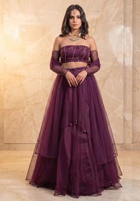 Wine Handwork Lehenga Set