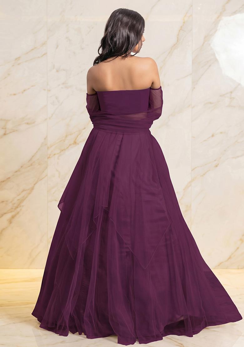 Wine Handwork Lehenga Set - Indya