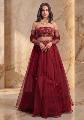 Maroon Handwork Lehenga Set