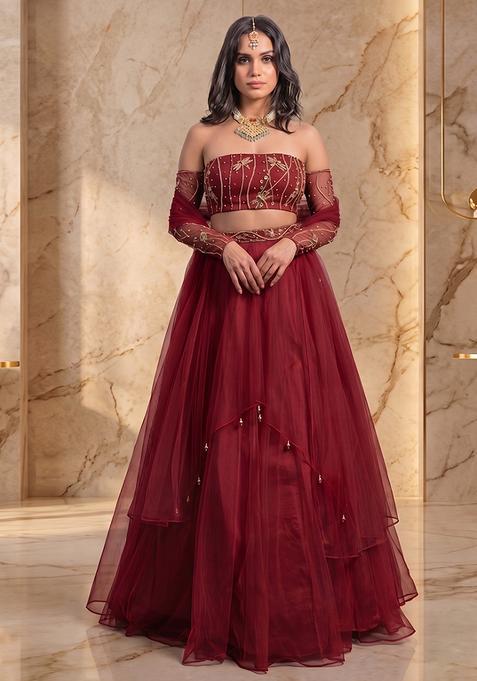 Maroon Handwork Lehenga Set