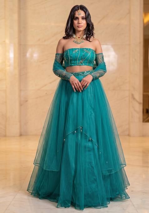 Teal Handwork Lehenga Set