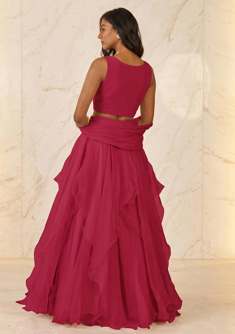 Rani Pink Handwork Lehenga Set - Indya