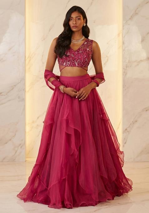Rani Pink Handwork Lehenga Set