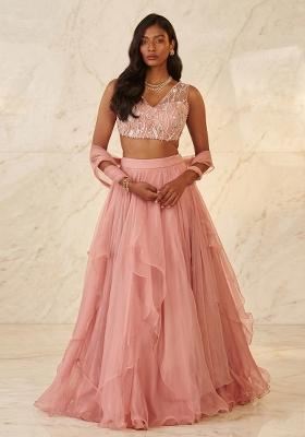 Onion Pink Handwork Lehenga Set