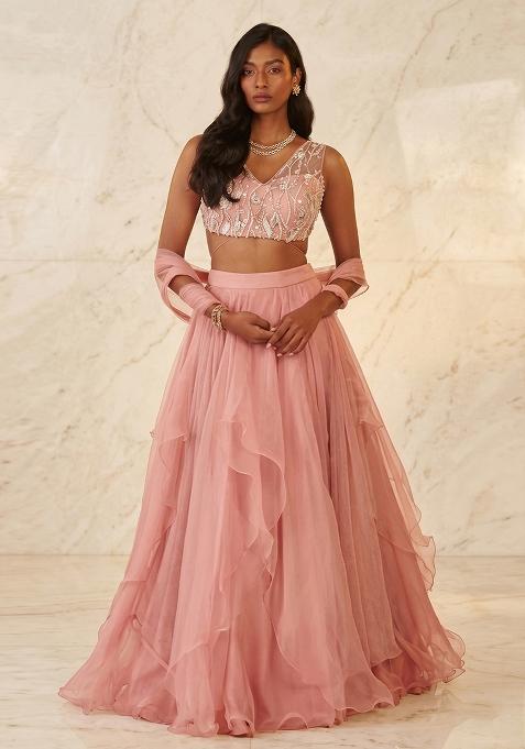 Onion Pink Handwork Lehenga Set