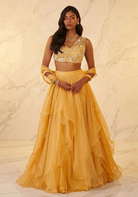 Mustard Handwork Lehenga Set