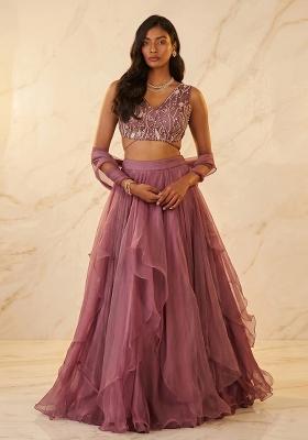 Mauve Handwork Lehenga Set