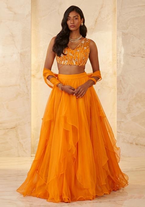 Mustard Handwork Lehenga Set