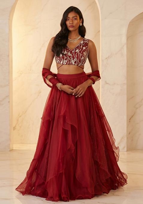 Maroon Handwork Lehenga Set