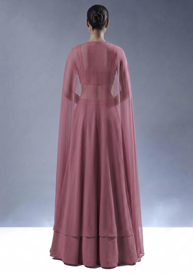 Mauve Handwork Lehenga Set - Indya